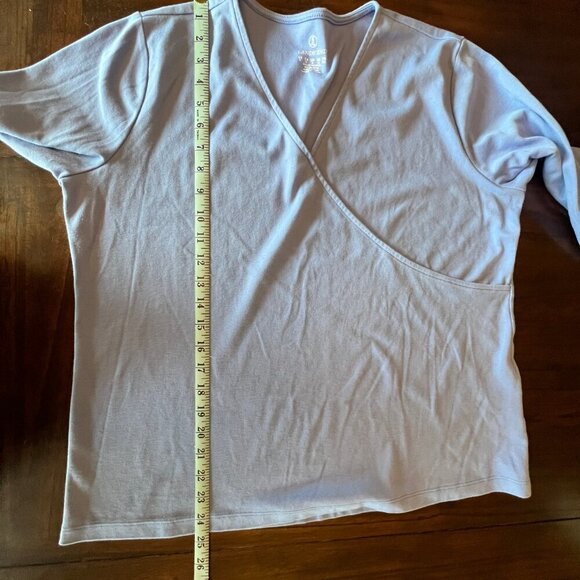 Lands' End 3/4 Sleeve Purple V-neck cotton blend top, Size XL - Picture 8 of 8